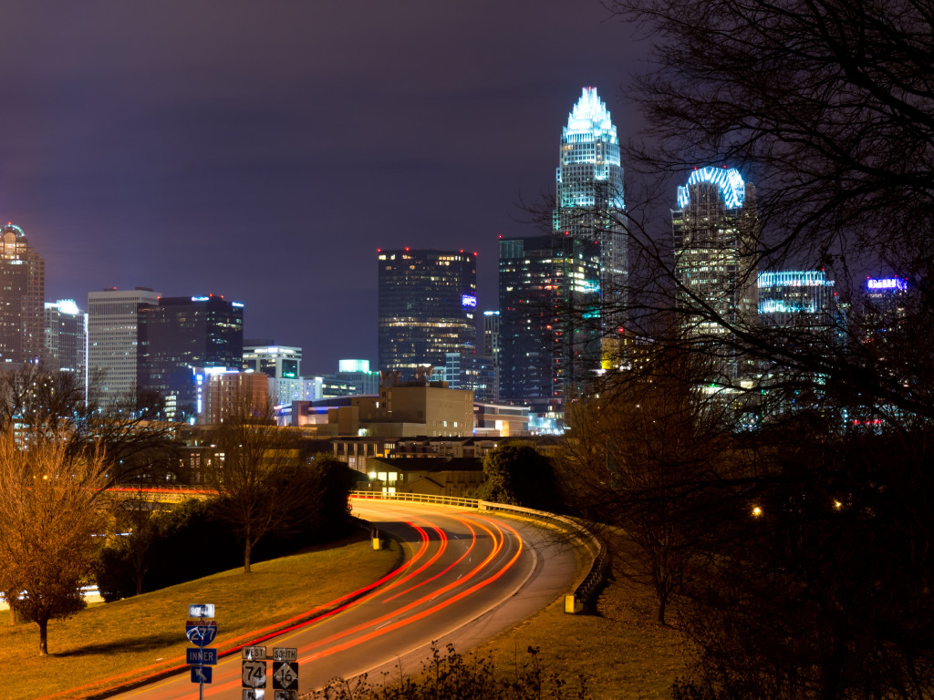 Skyline of Charlotte, NC at night